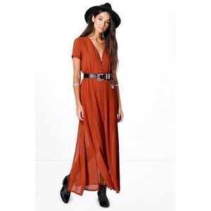 Boohoo Natalya Chiffon Button Through Sliced Maxi